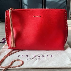Ted Baker Tessa Red Leather Crossbody Clutch Bag